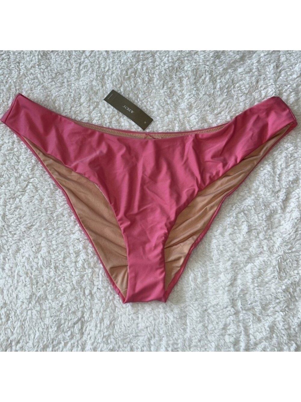 J. Crew Swim Bottom Pink Curved Waist Bikini High Cut Cheeky Size XXL NWT